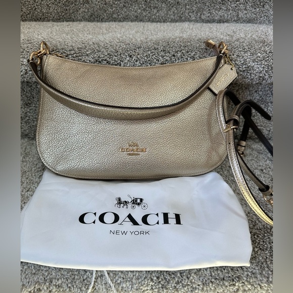 Coach New York bag in gold pebbled leather with shoulder strap & crossbody strap - Picture 1 of 17